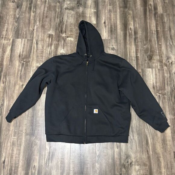 Carhartt Men's 2XL Rain Defender Black Full-Zip Jacket Water-Repellent - Picture 1 of 6